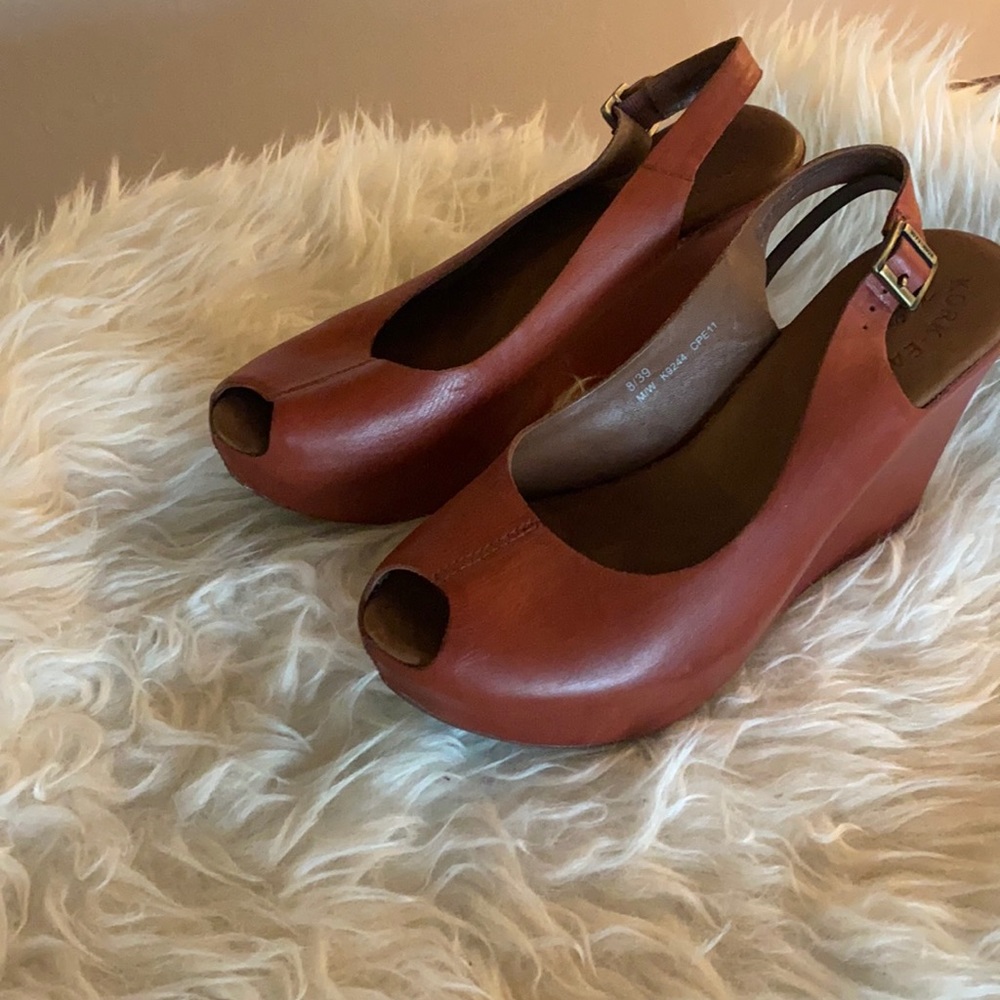 Kork Ease peep toe leather heels
